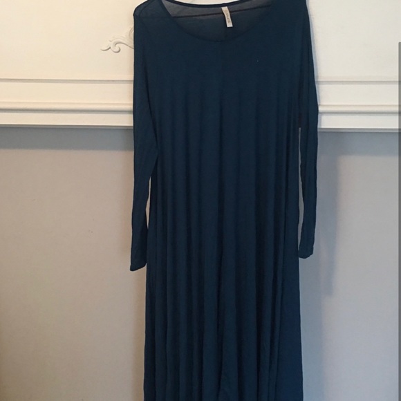 | Teal Draping Dress | - Picture 2 of 3